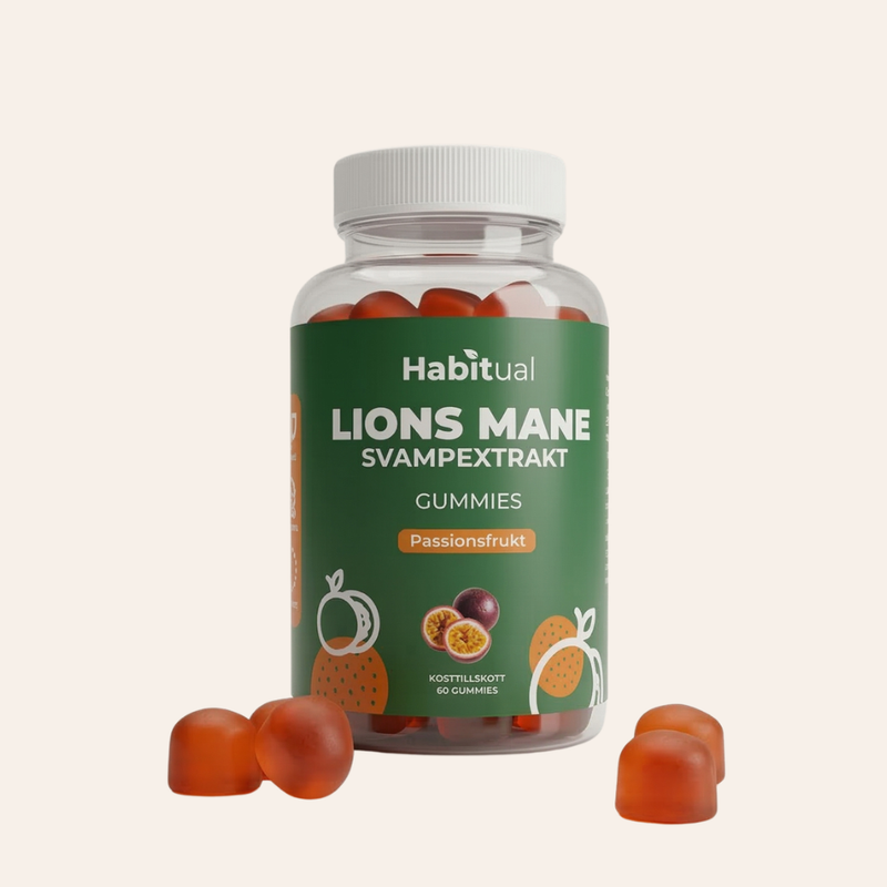 Habitual Lions Mane Svampextrakt Gummies passionsfrukt – 60 st 250mg per gummy