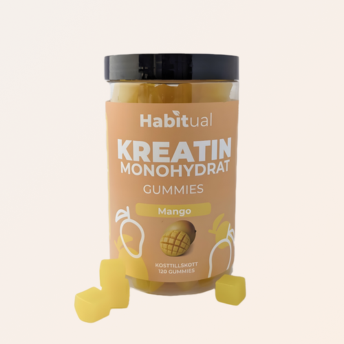 Habitual Kreatin Monohydrat Gummies mango — 120 st, 6g kreatin per dagsdos (1500 mg per gummy)