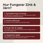 Hur Zink & Järn Gummies fungerar — immunförsvar, energi, blodbildning och normal kognitiv funktion