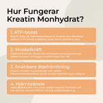 Hur Kreatin Monohydrat Gummies fungerar — ATP-energi, muskeluppbyggnad, styrkevinst och återhämtning efter träning