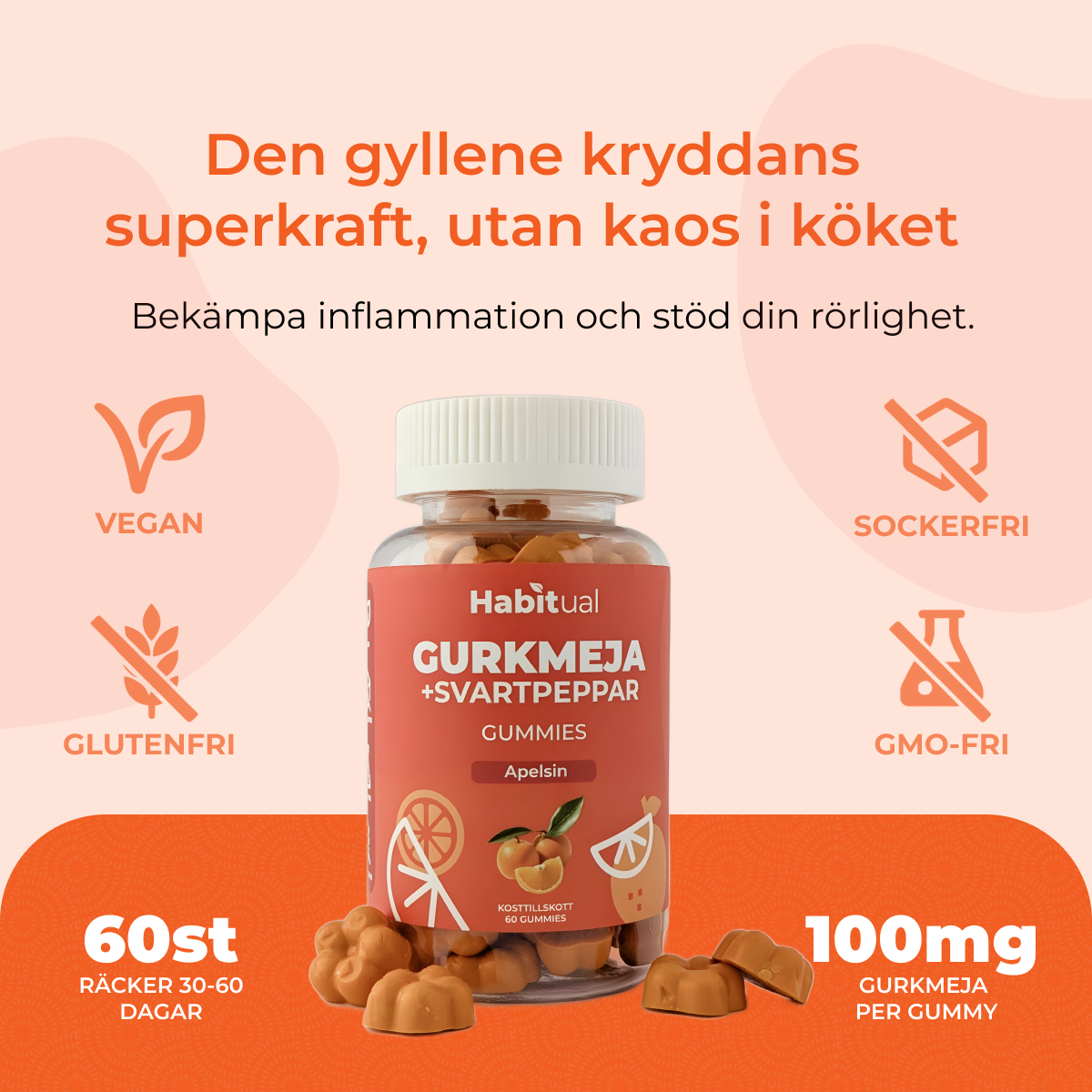 Gurkmeja Gummies Med Svartpeppar