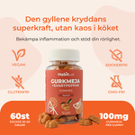 Habitual Gurkmeja Gummies med svartpeppar — vegansk, sockerfri, glutenfri, GMO-fri. 60 gummies, 100mg gurkmeja per gummy