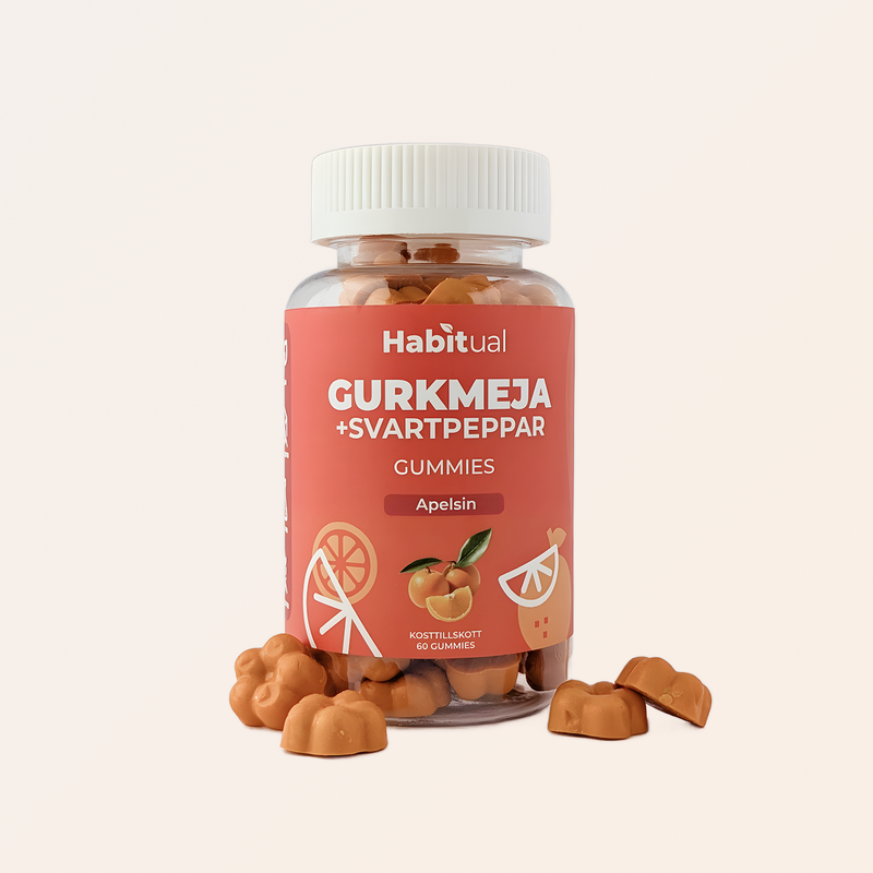 Habitual Gurkmeja Gummies med svartpeppar — curcumin för leder, antioxidanter och inflammation