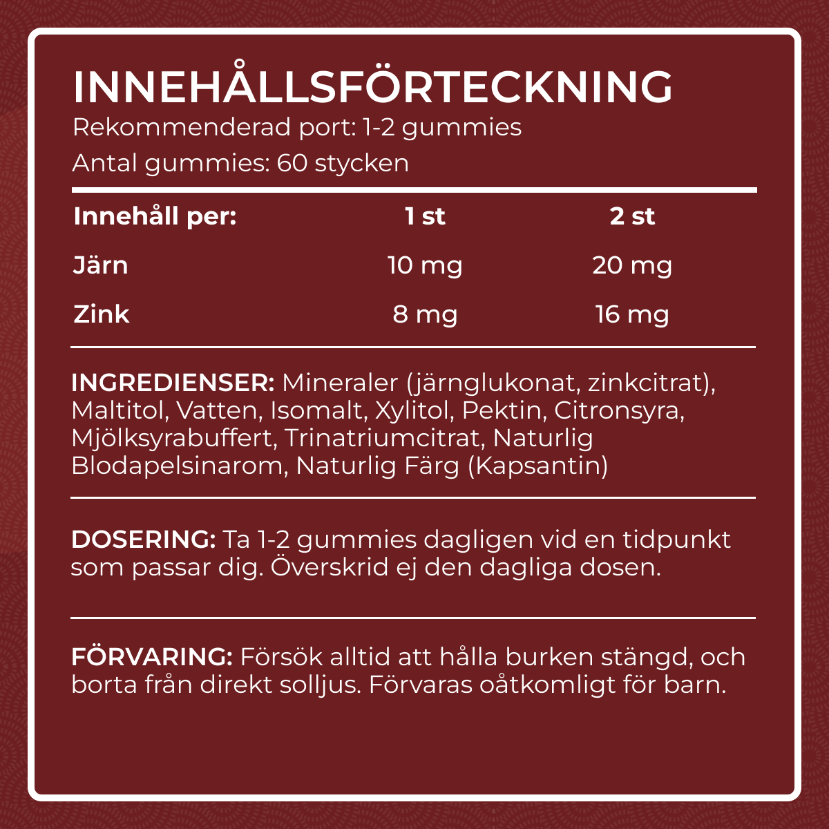 Zink & Järn Gummies med smak av Blodapelsin