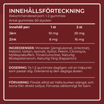 Zink & Järn Gummies innehållsförteckning — mg zink och järn per gummy, ingredienser och dosering