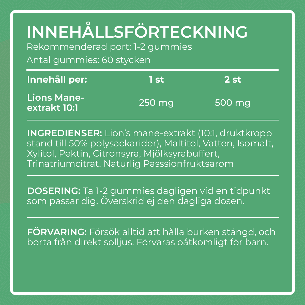 Lion’s Mane Gummies med smak av Passionsfrukt