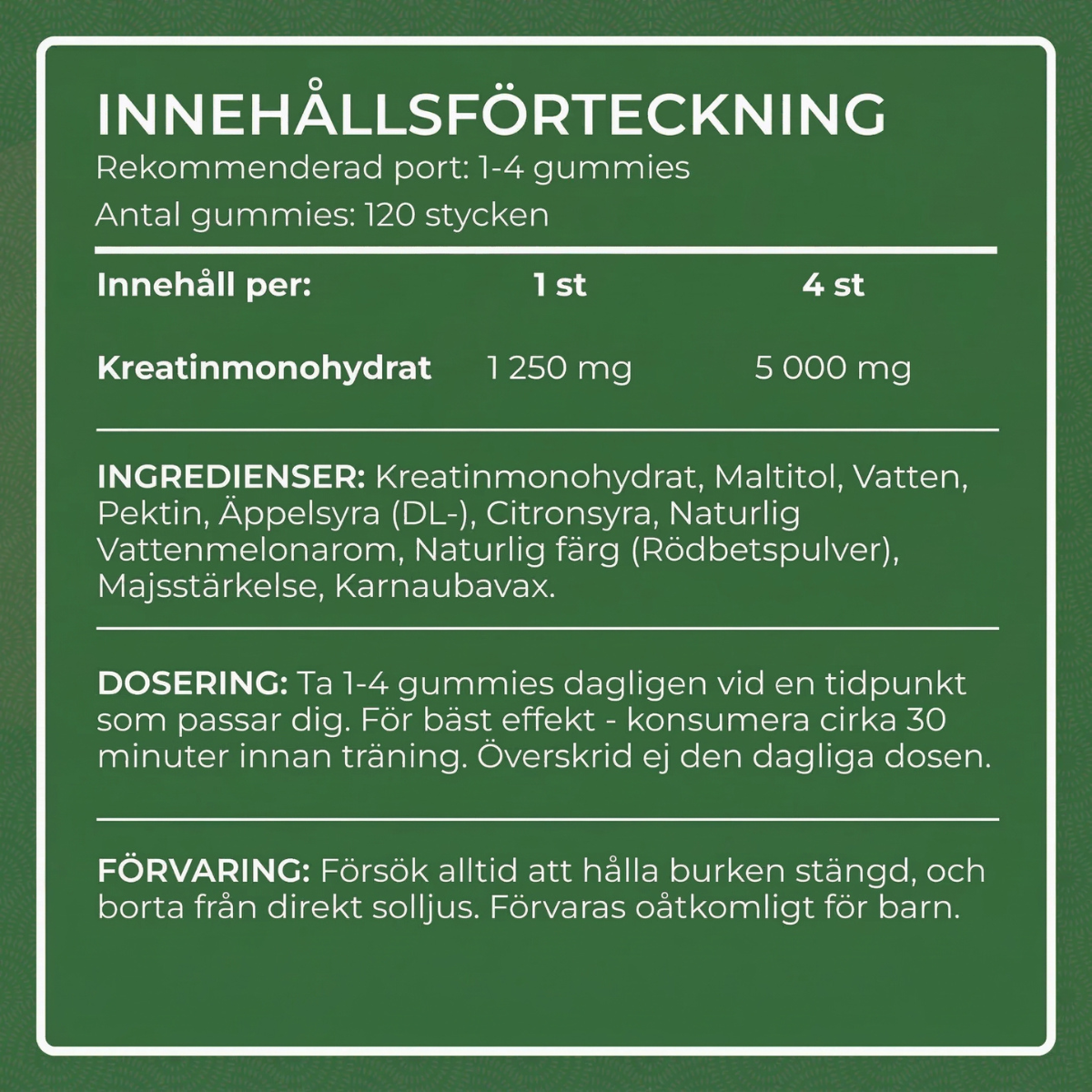 Kreatin Gummies: Kreatin Monohydrat (Vattenmelon)