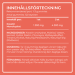 Innehållsförteckning kreatin gummies persika – 1500mg per gummy 4500mg per portion