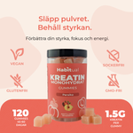 Kreatin gummies persika – veganska sockerfria glutenfria 120 gummies 1500mg per gummy