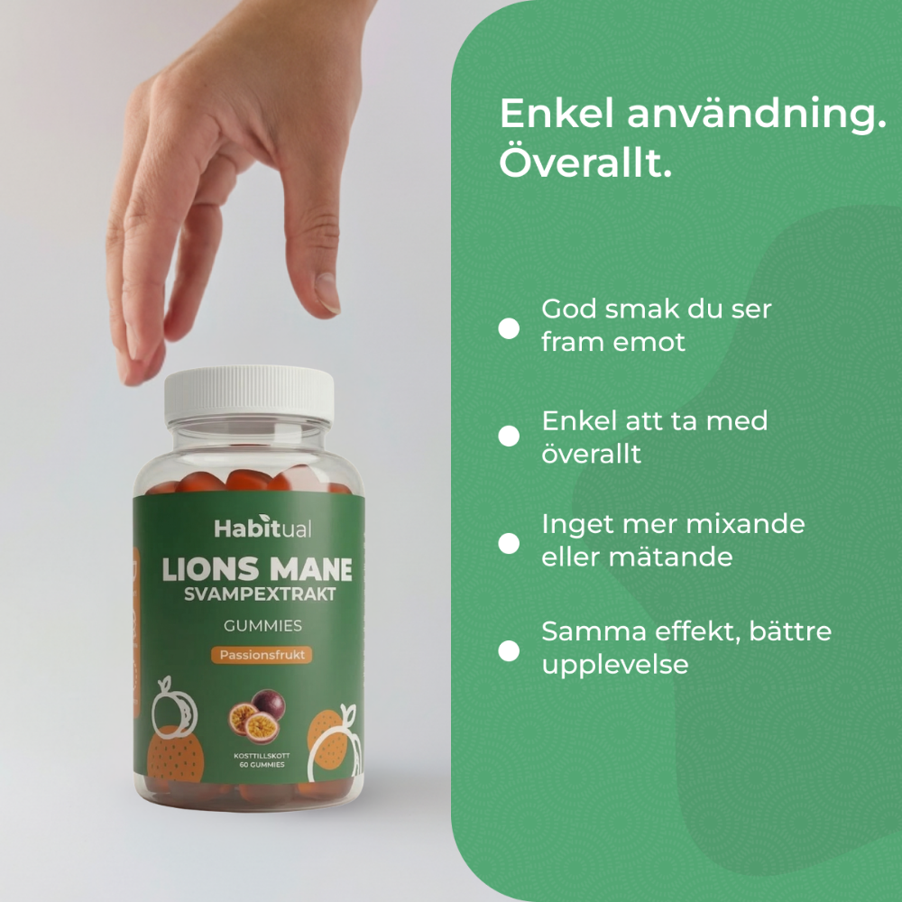 NYHET Lion’s Mane Gummies med smak av Passionsfrukt