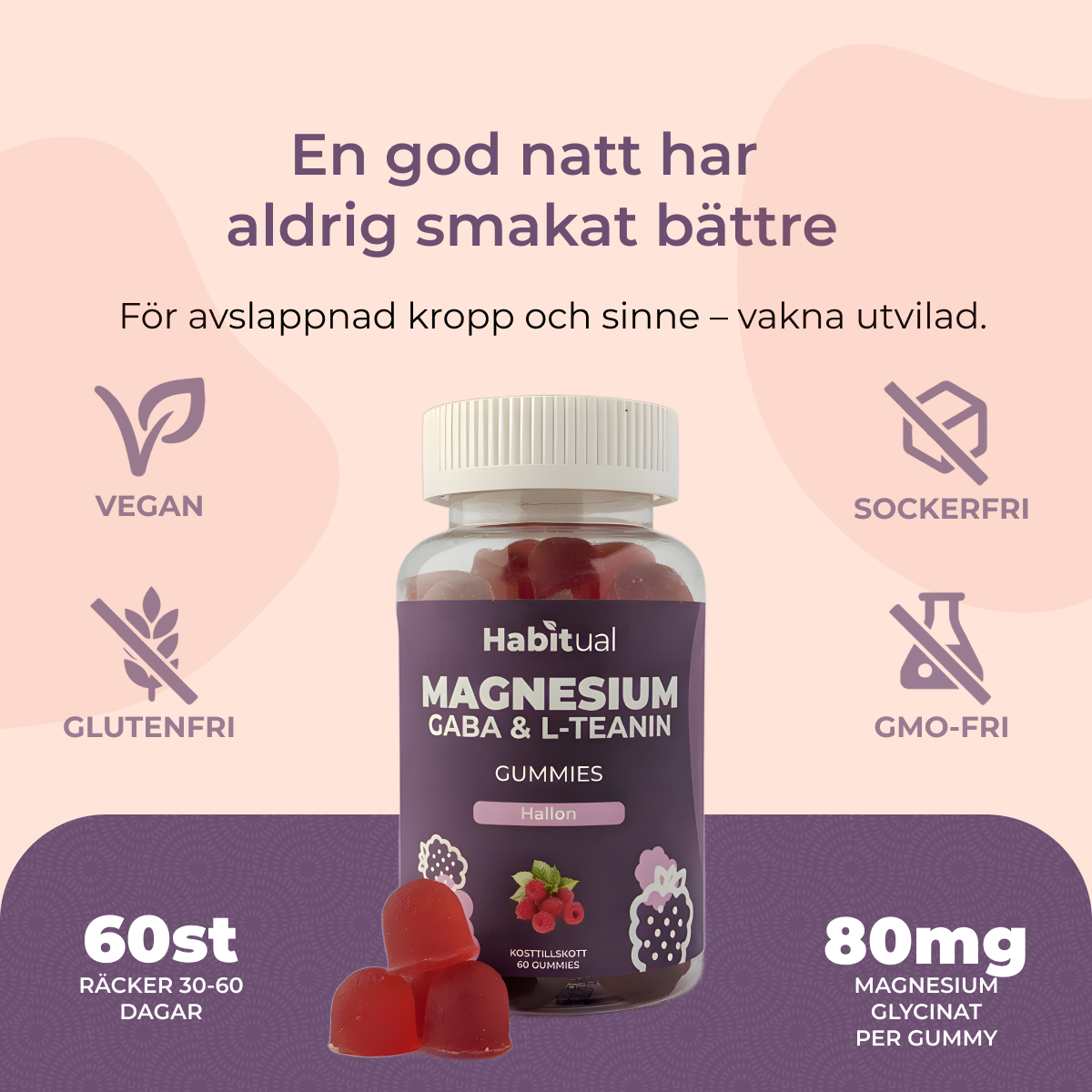 Magnesium Gummies med L-teanin & GABA