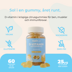 Habitual D-vitamin Gummies Citrus — vegansk, sockerfri, glutenfri, GMO-fri. Daglig D-vitamin för immunförsvar och skelett
