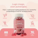 Habitual Fiber & Probiotic Gummies Jordgubb — vegansk, sockerfri, glutenfri, GMO-fri. 60 gummies, 1g kostfiber per gummy