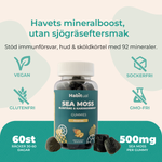 Sea Moss Gummies 92 mineraler – veganska sockerfria glutenfria 60 st 500mg per gummy