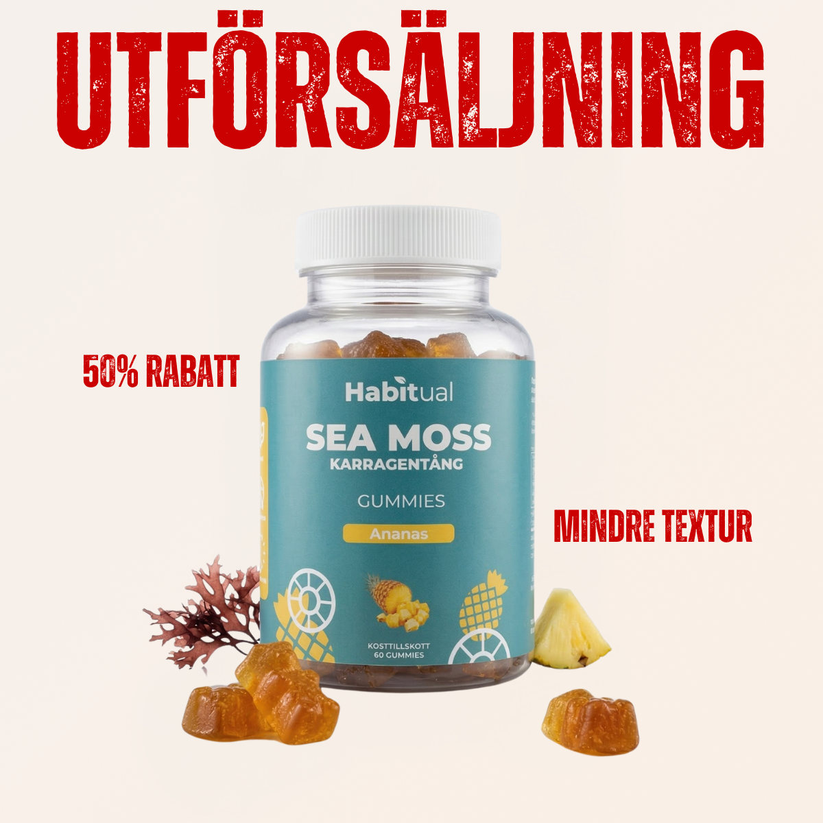 (UTFÖRSÄLJNING) Sea Moss Gummies: Havsmossa i Godisform
